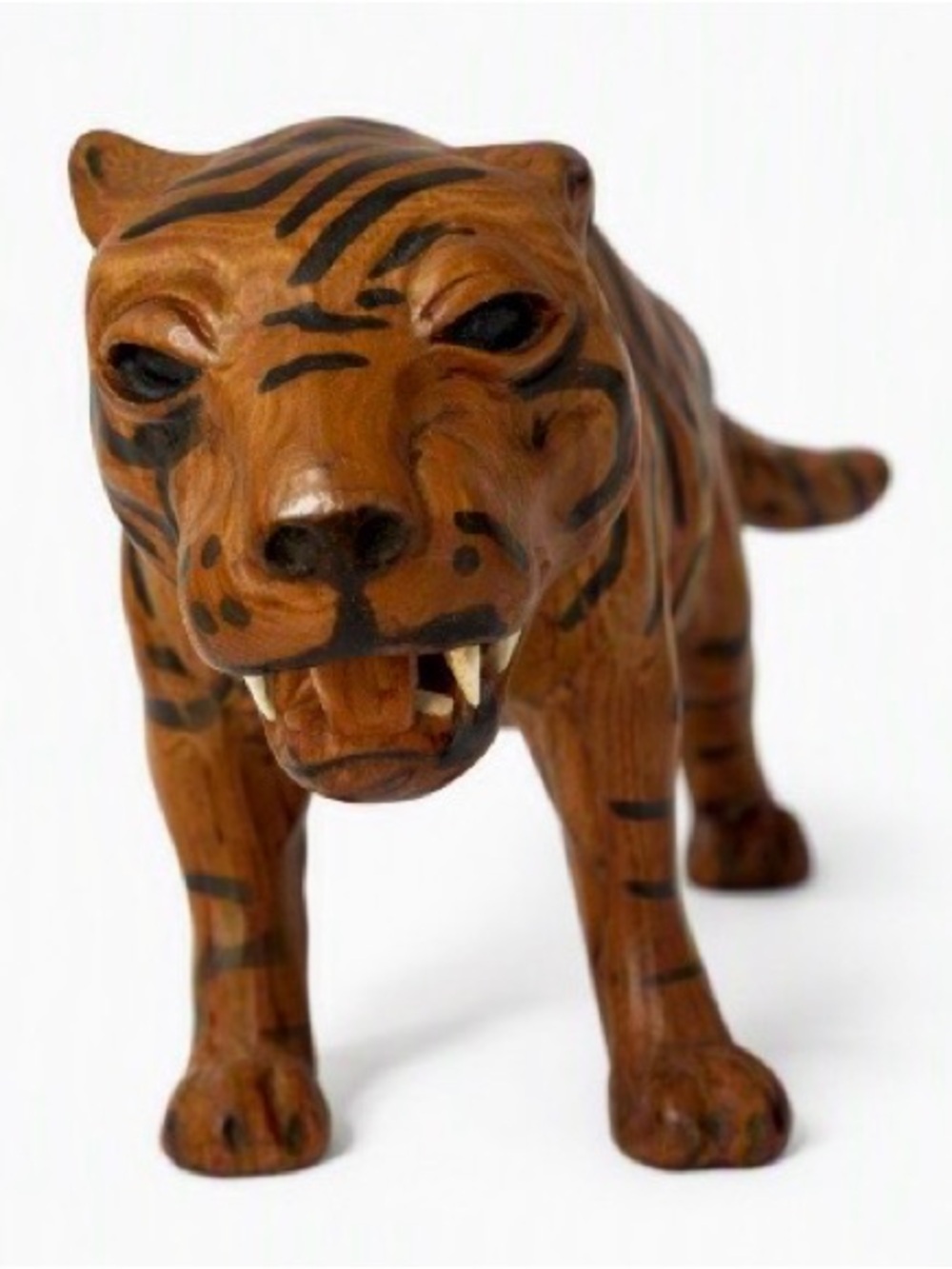 Vintage Mid Century Leather Wrapped Tiger Figurine Made in India